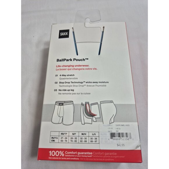 SAXX Men's Boxer Brief Size M Multi-Sport Mesh Slim Fit Stretch Gray Blue - Picture 4 of 6